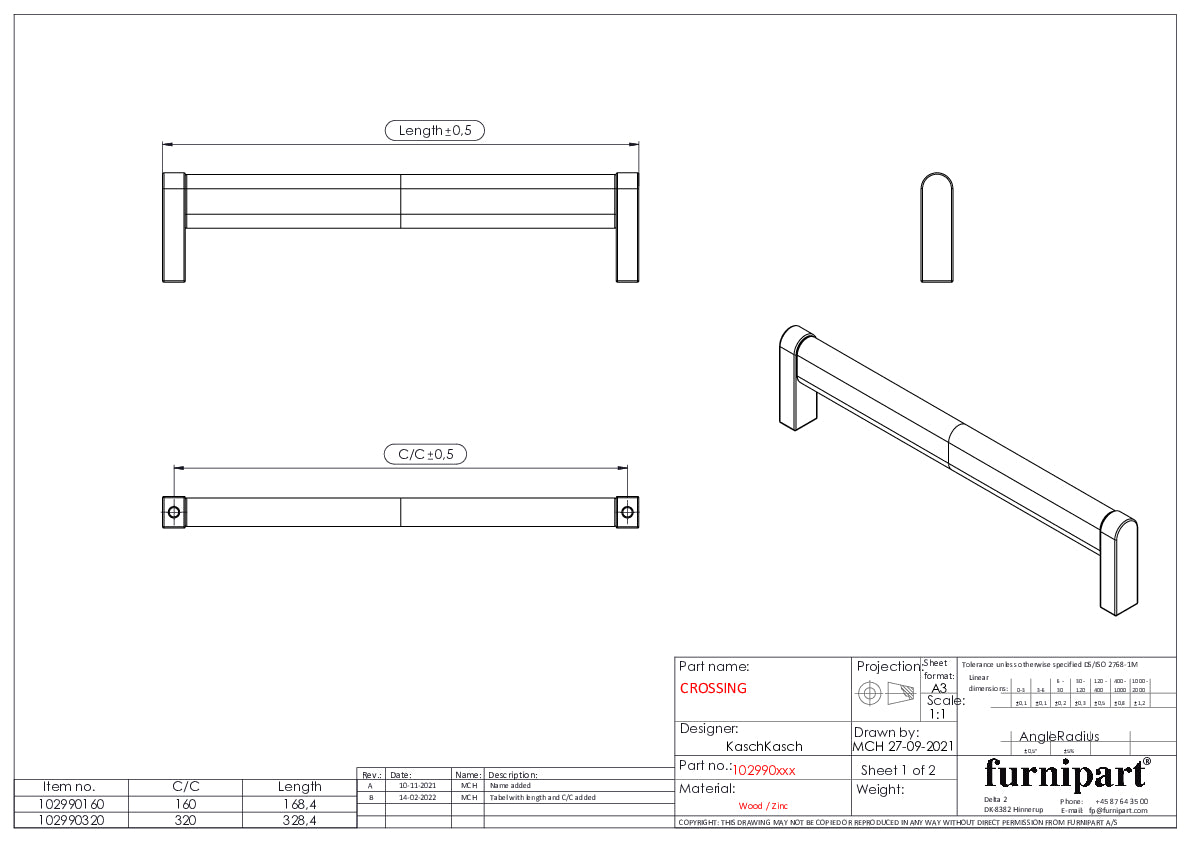 Furnipart Crossing Door Pull Handle  (FNP-102990)