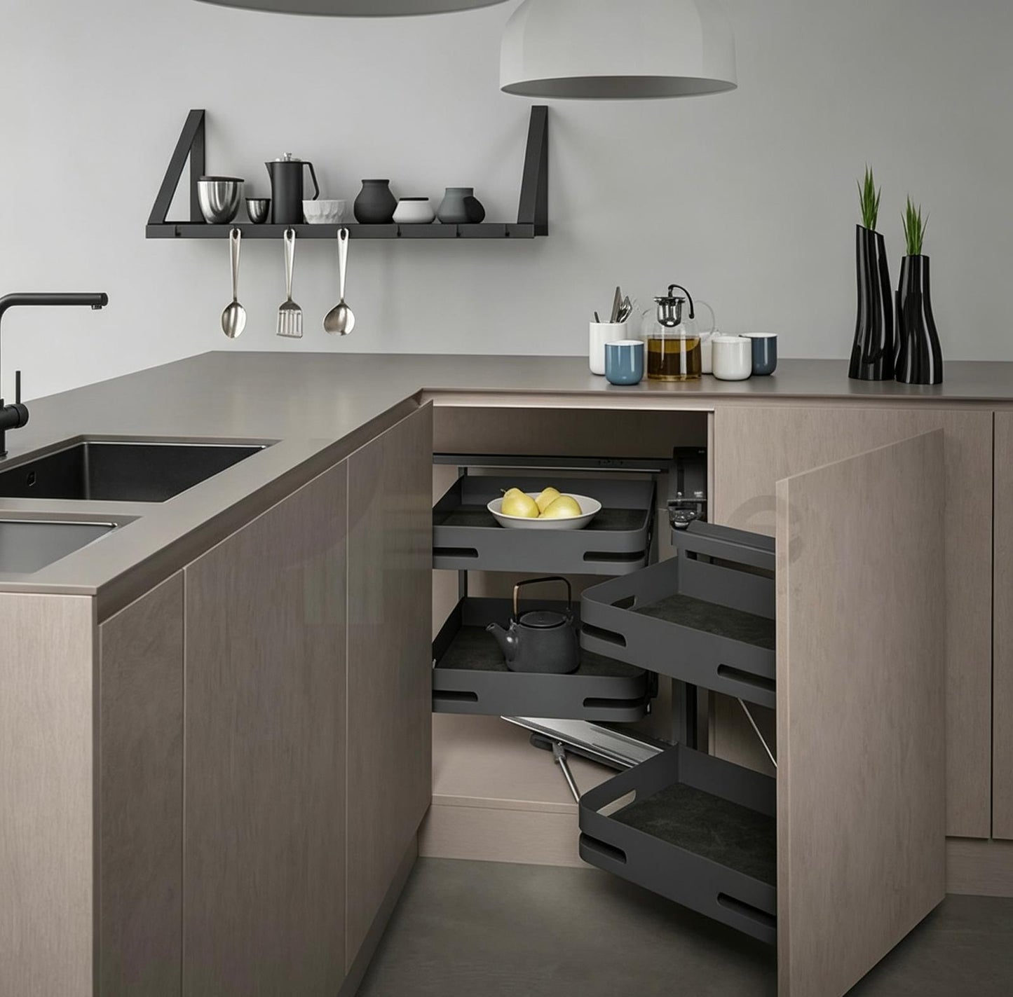 Italy SIGE Materia 350M Pull-out Baskets for Corner Cabinet (4 Baskets)🎁🎁🎁