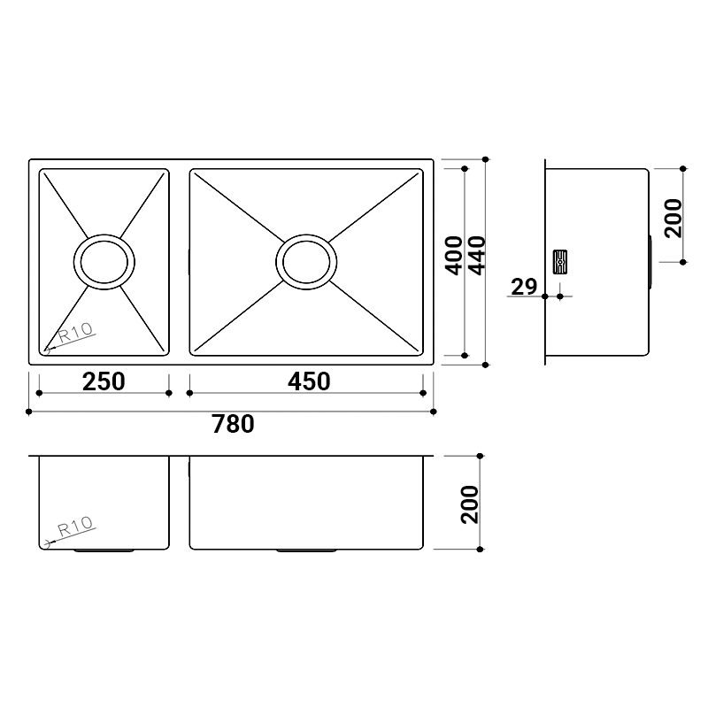 EuroPlus 廚房不銹鋼雙星盆 EuroPlus Stainless Steel Kitchen Sink (DR-254540)