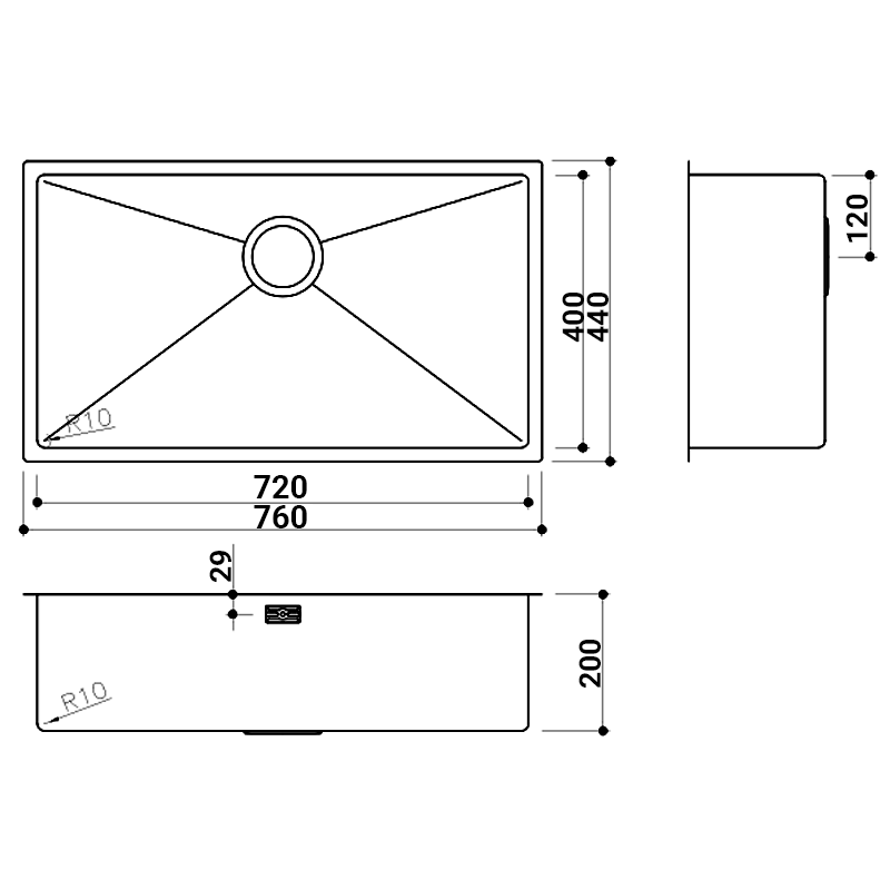 EuroPlus Stainless Steel Kitchen Sink (SR-7240)