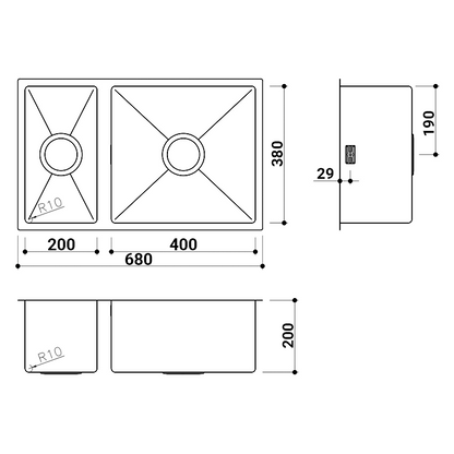 EuroPlus 廚房不銹鋼雙星盆 EuroPlus Stainless Steel Kitchen Sink (DR-204038) drawing