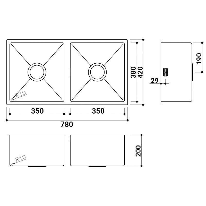 EuroPlus 廚房不銹鋼雙星盆 EuroPlus Stainless Steel Kitchen Sink (DR-353538)