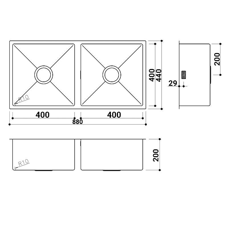 EuroPlus 廚房不銹鋼雙星盆 EuroPlus Stainless Steel Kitchen Sink (DR-404040)