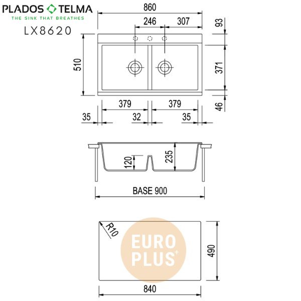 PLADOS Double Kitchen Sink (LX8620)